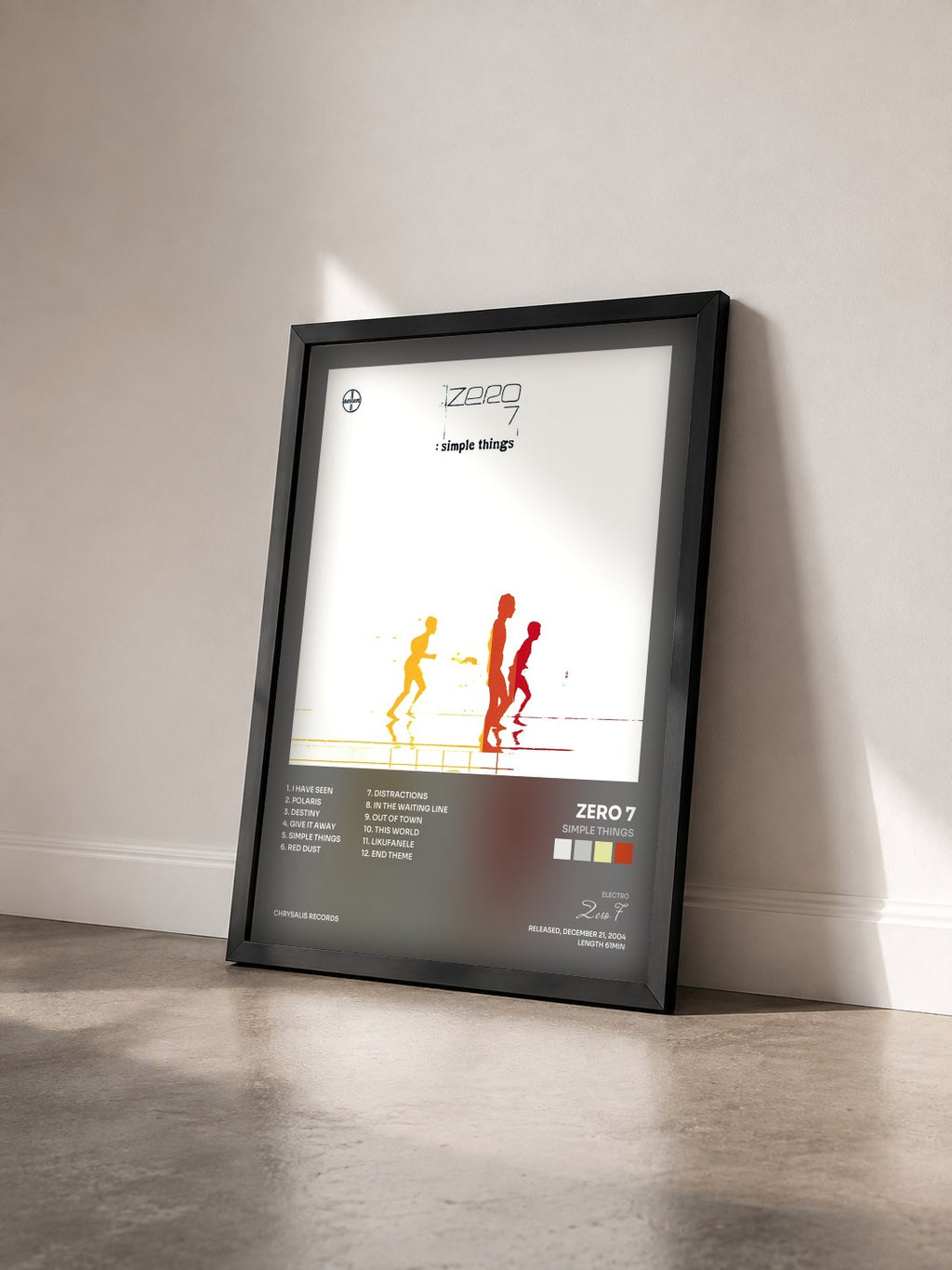 #noir Tableau de l'album Simple Things de Zero 7 vu de trois quarts, cadre noir