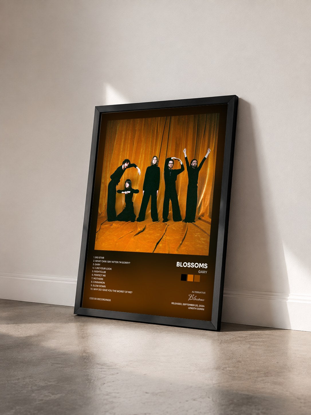 #noir Tableau de l'album Gary de Blossoms vu de trois quarts, cadre noir