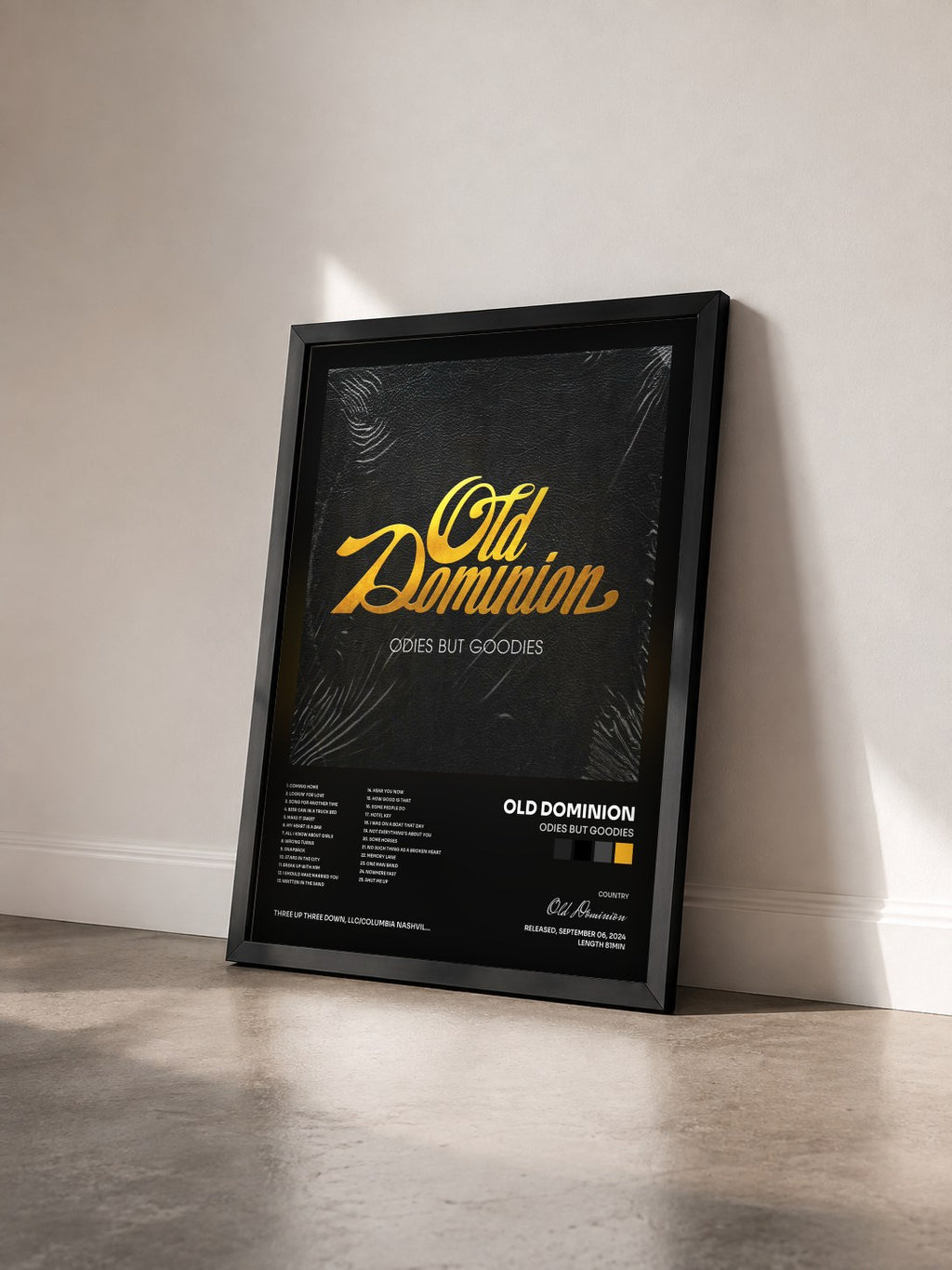#noir Tableau de l'album Odies But Goodies de Old Dominion vu de trois quarts, cadre noir