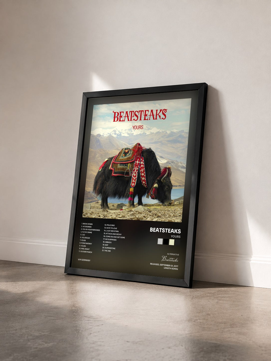 #noir Tableau de l'album Yours de Beatsteaks vu de trois quarts, cadre noir