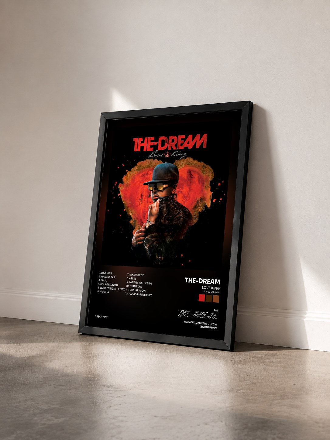 #noir Tableau de l'album Love King (Edited Version) de THE-DREAM vu de trois quarts, cadre noir