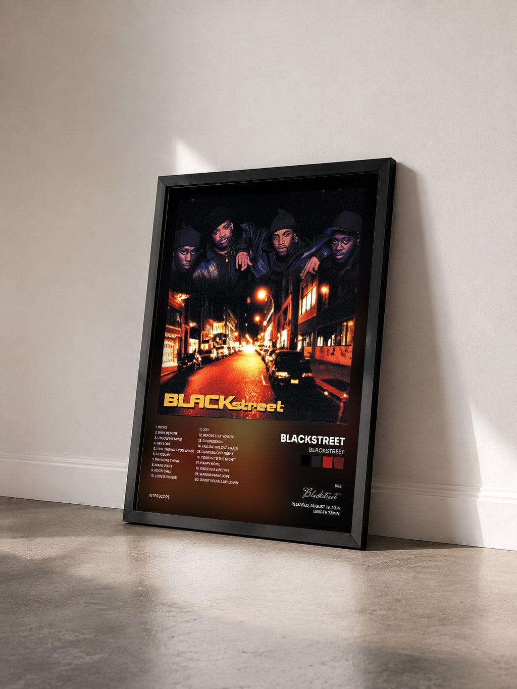 #noir Tableau de l'album Blackstreet de Blackstreet vu de trois quarts, cadre noir