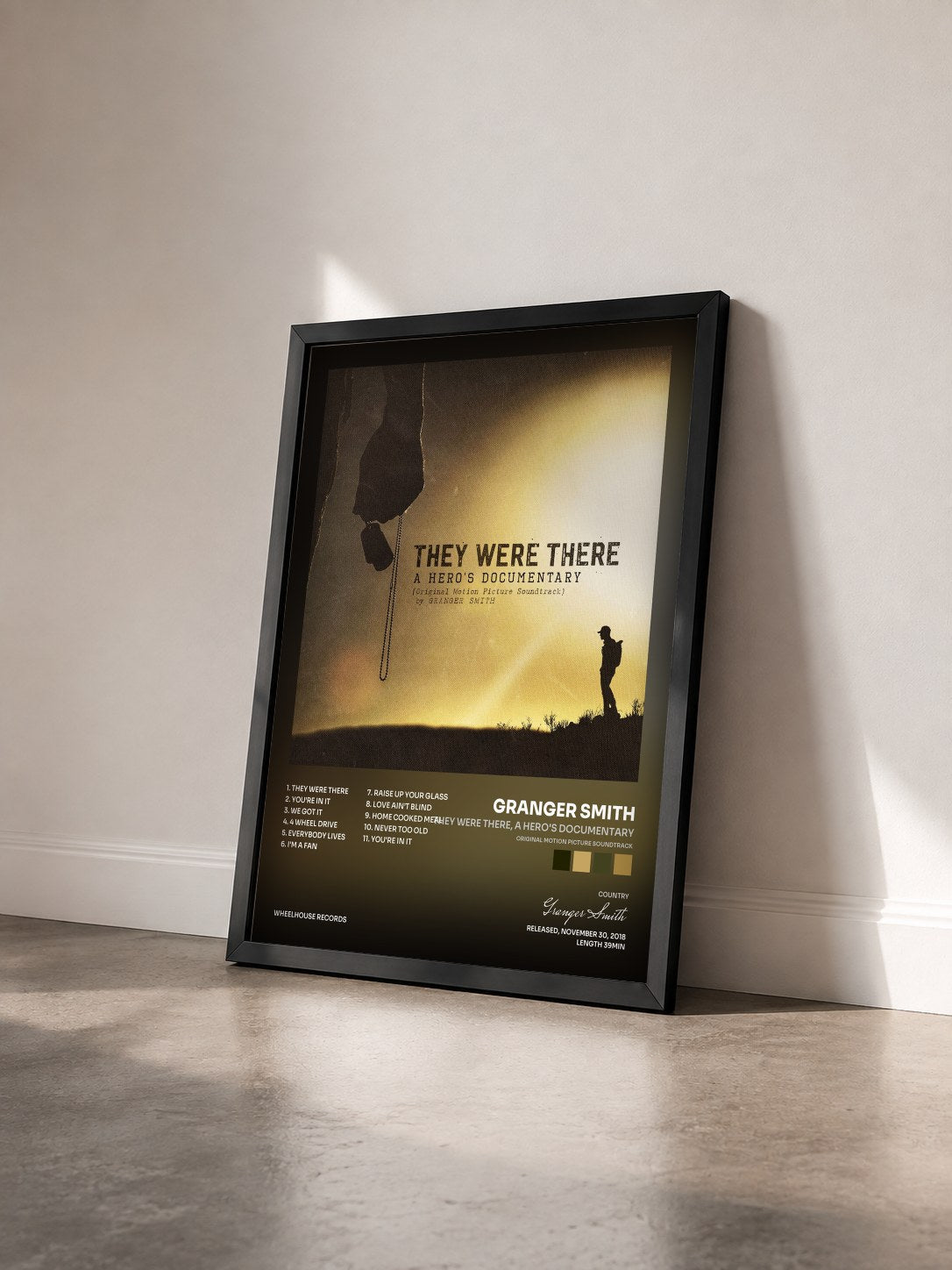 #noir Tableau de l'album They Were There, A Hero's Documentary (Original Motion Picture Soundtrack) de Granger Smith vu de trois quarts, cadre noir