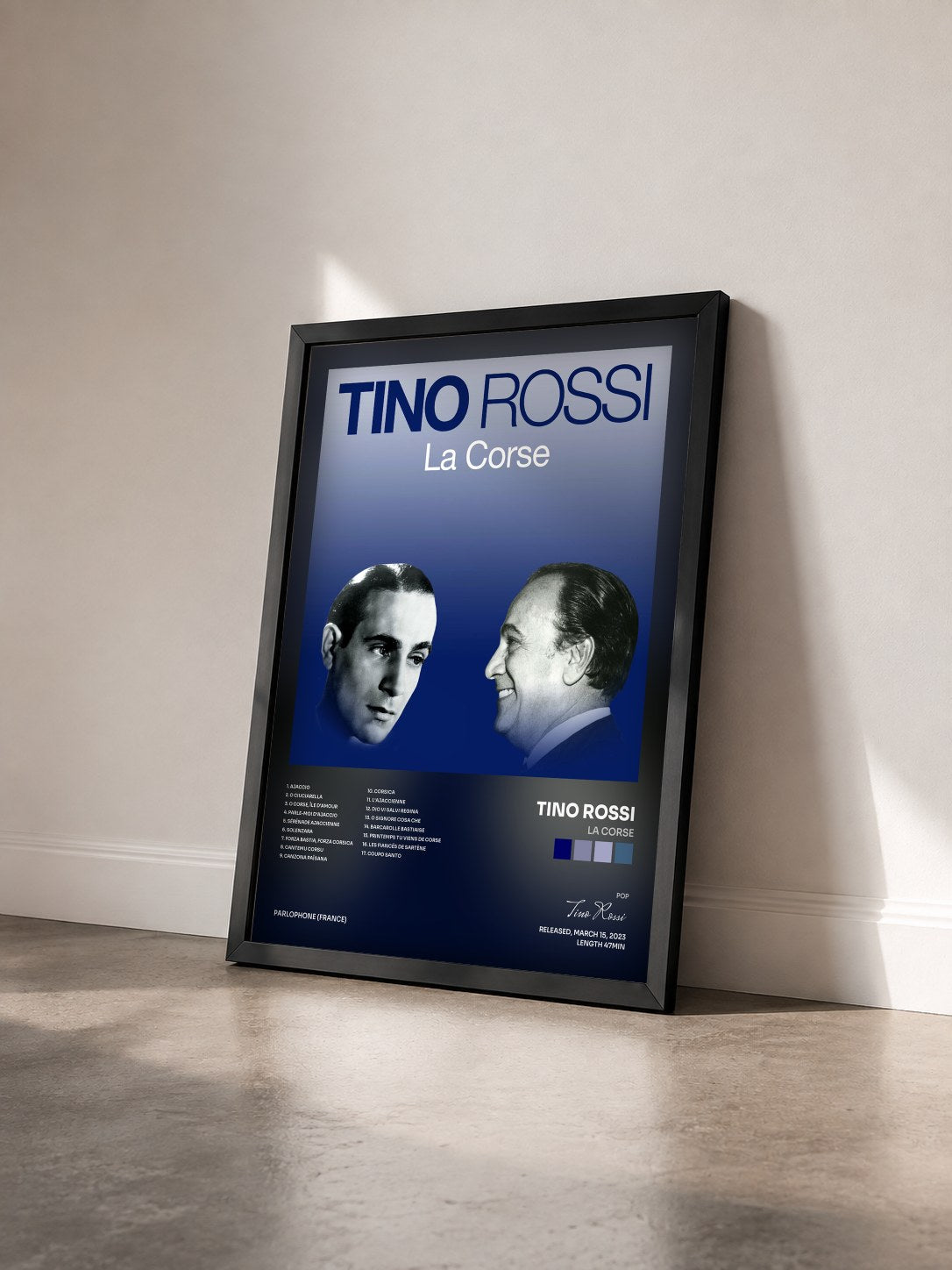 #noir Tableau de l'album La Corse de Tino Rossi vu de trois quarts, cadre noir