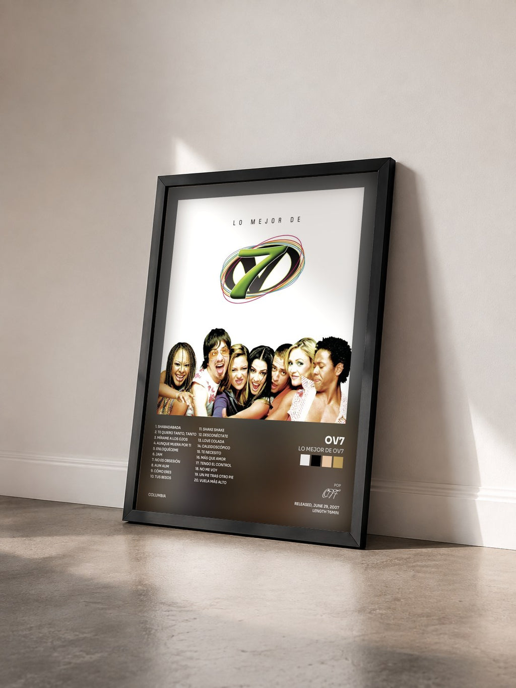 #noir Tableau de l'album Lo Mejor De OV7 de OV7 vu de trois quarts, cadre noir
