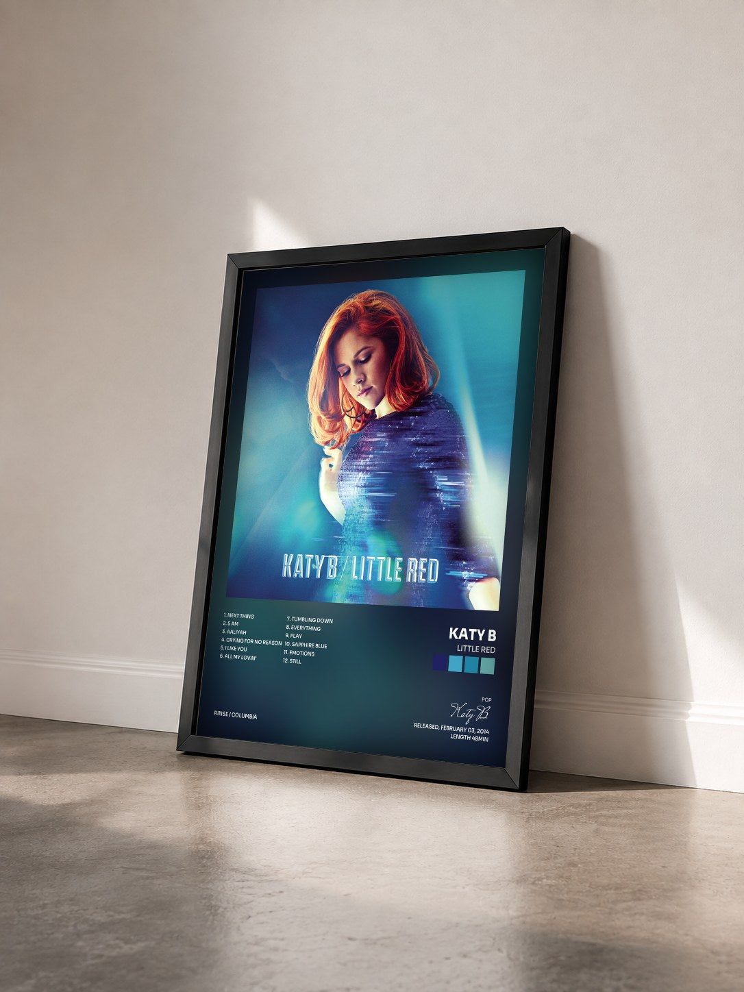 #noir Tableau de l'album Little Red de Katy B vu de trois quarts, cadre noir