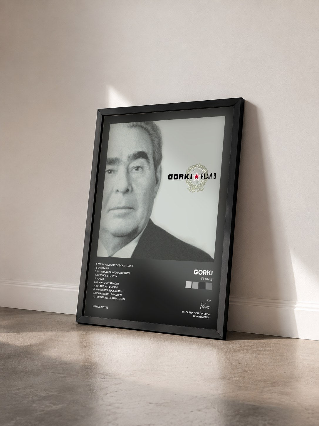 #noir Tableau de l'album Plan B de Gorki vu de trois quarts, cadre noir