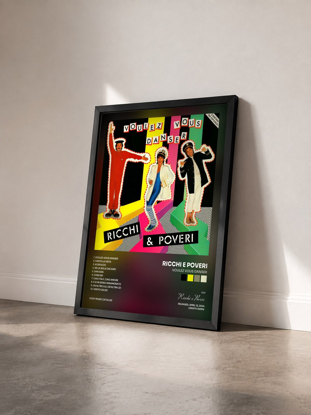 #noir Tableau de l'album Voulez Vous Danser de Ricchi e Poveri vu de trois quarts, cadre noir