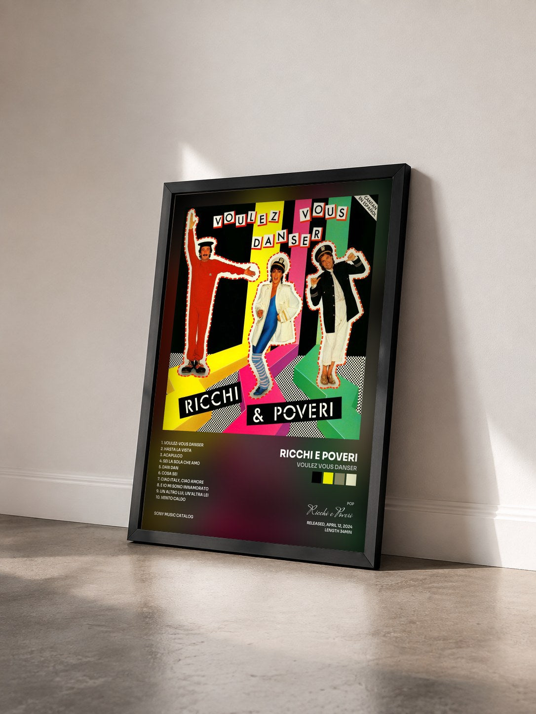 #noir Tableau de l'album Voulez Vous Danser de Ricchi e Poveri vu de trois quarts, cadre noir