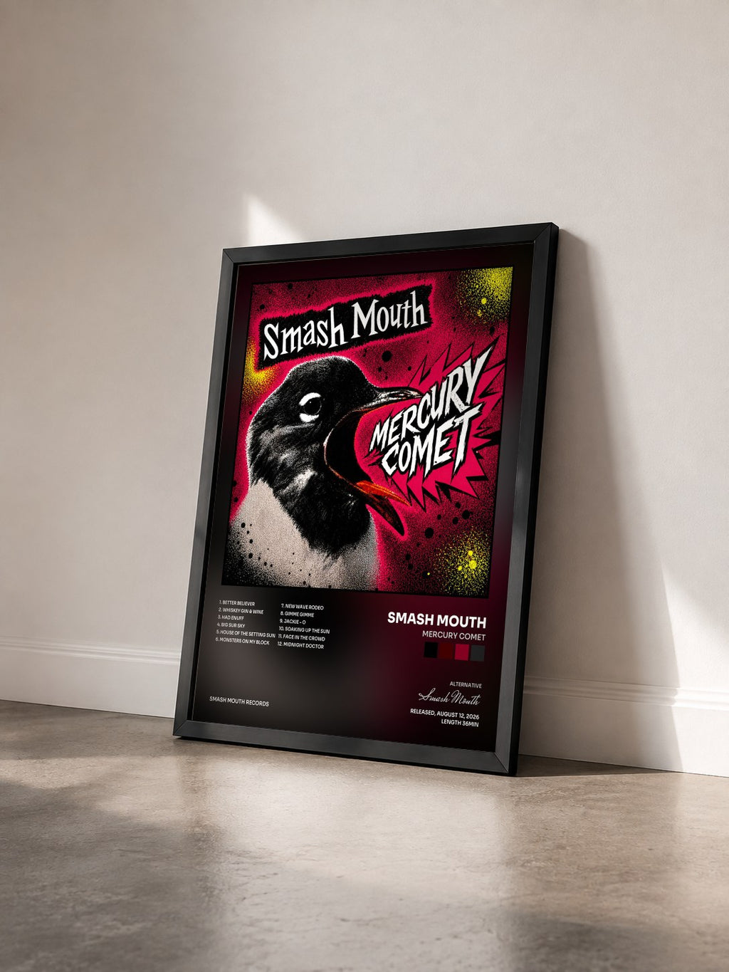 #noir Tableau de l'album Mercury Comet de Smash Mouth vu de trois quarts, cadre noir