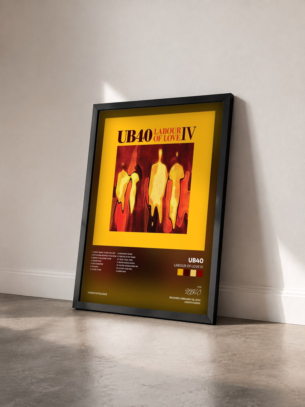 #noir Tableau de l'album Labour Of Love IV de UB40 vu de trois quarts, cadre noir