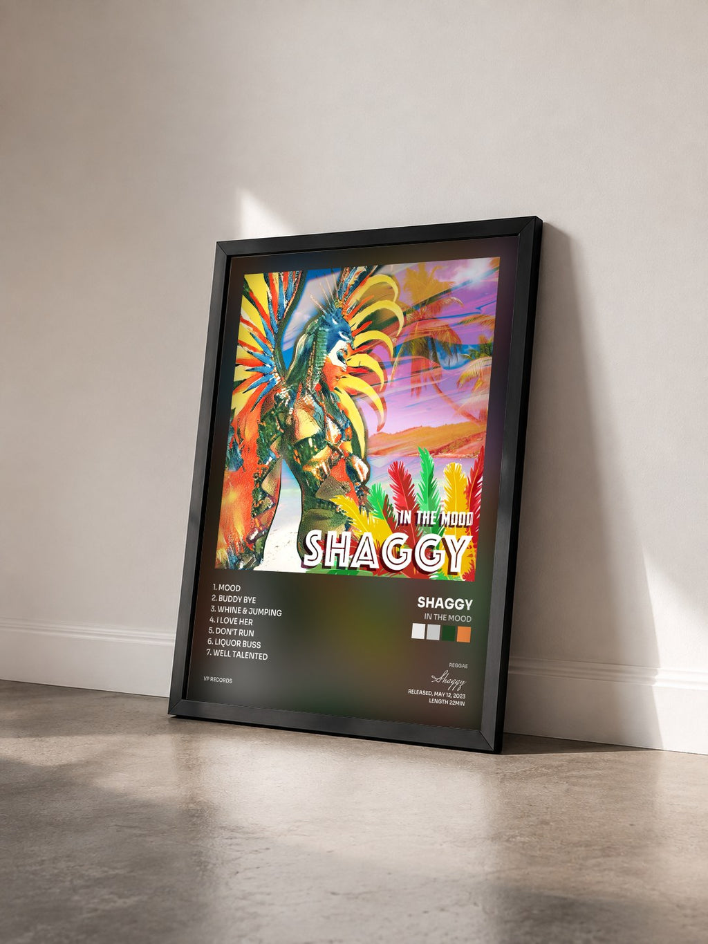 #noir Tableau de l'album In The Mood de Shaggy vu de trois quarts, cadre noir