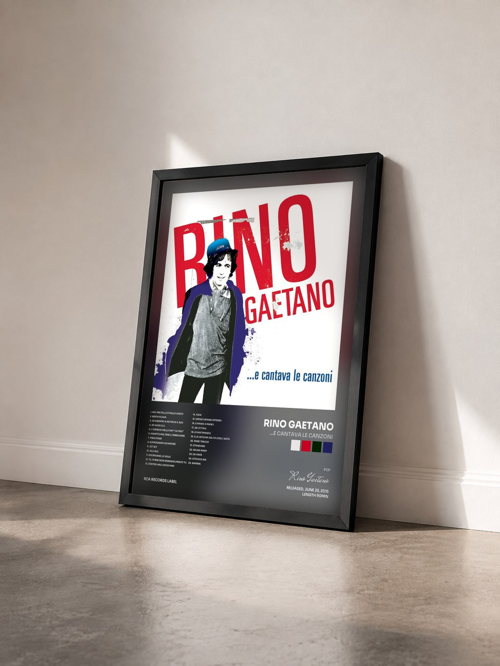 #noir Tableau de l'album ...e cantava le canzoni de Rino Gaetano vu de trois quarts, cadre noir