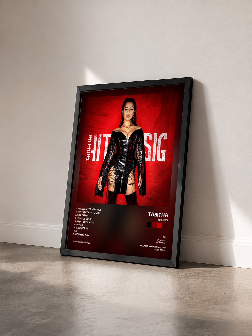 #noir Tableau de l'album HIT-SIG de Tabitha vu de trois quarts, cadre noir