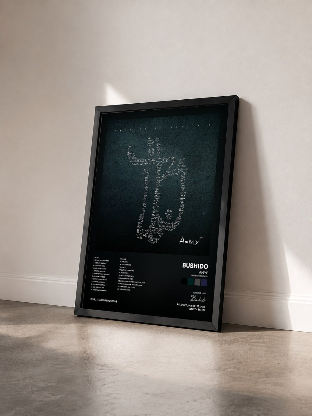 #noir Tableau de l'album AMYF (Premium Edition) de Bushido vu de trois quarts, cadre noir