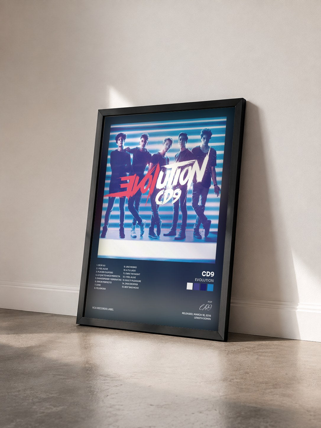 #noir Tableau de l'album EVOLUTION de CD9 vu de trois quarts, cadre noir