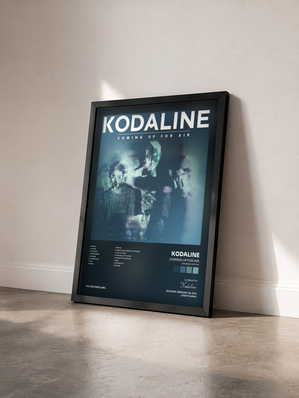 #noir Tableau de l'album Coming Up for Air (Expanded Edition) de Kodaline vu de trois quarts, cadre noir