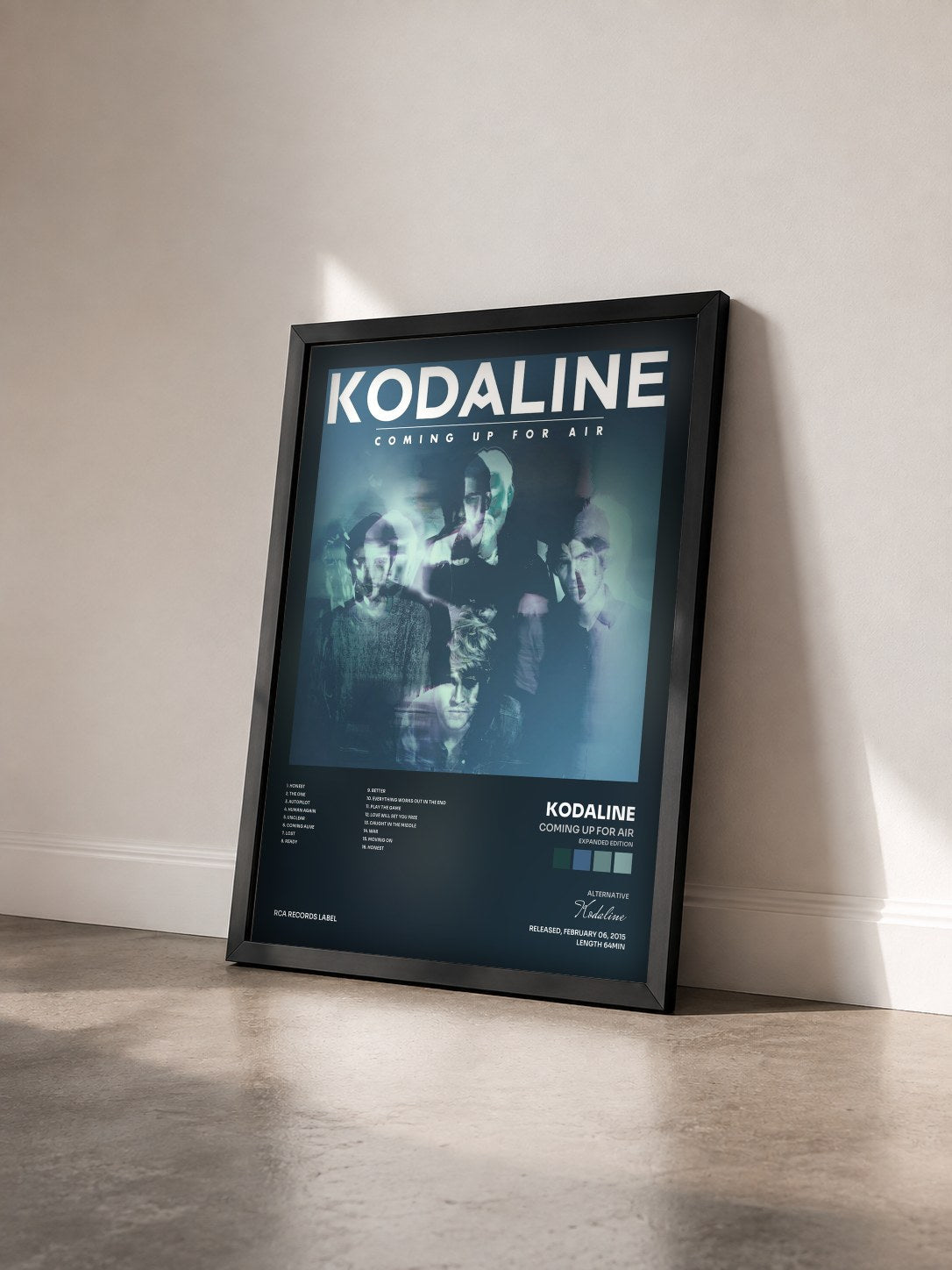 #noir Tableau de l'album Coming Up for Air (Expanded Edition) de Kodaline vu de trois quarts, cadre noir