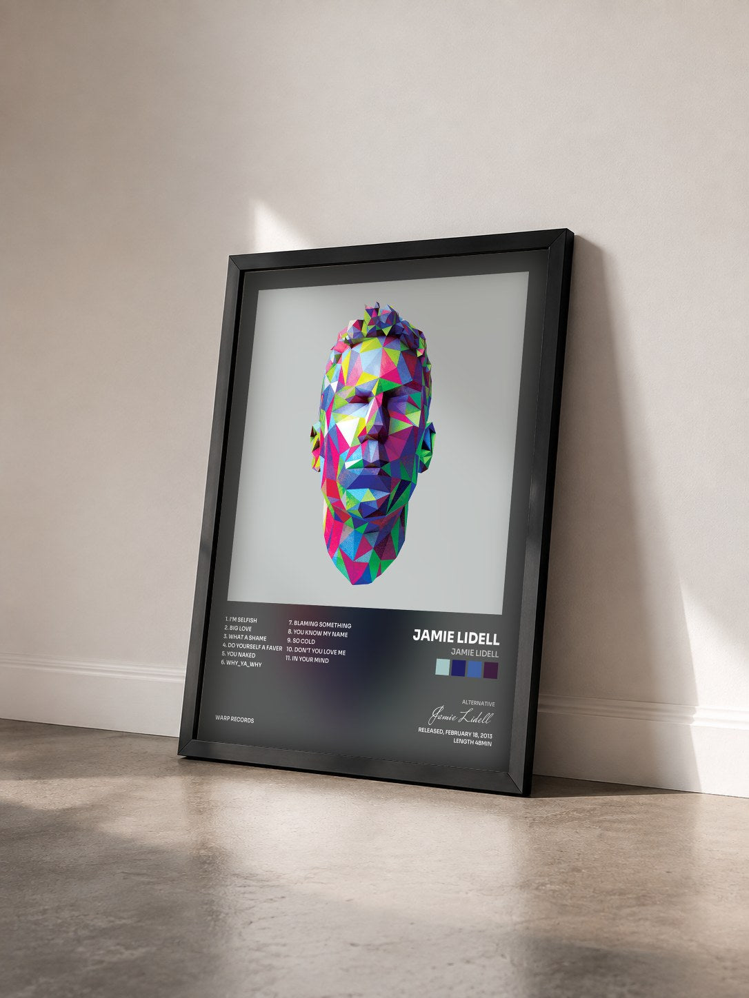 #noir Tableau de l'album Jamie Lidell de Jamie Lidell vu de trois quarts, cadre noir