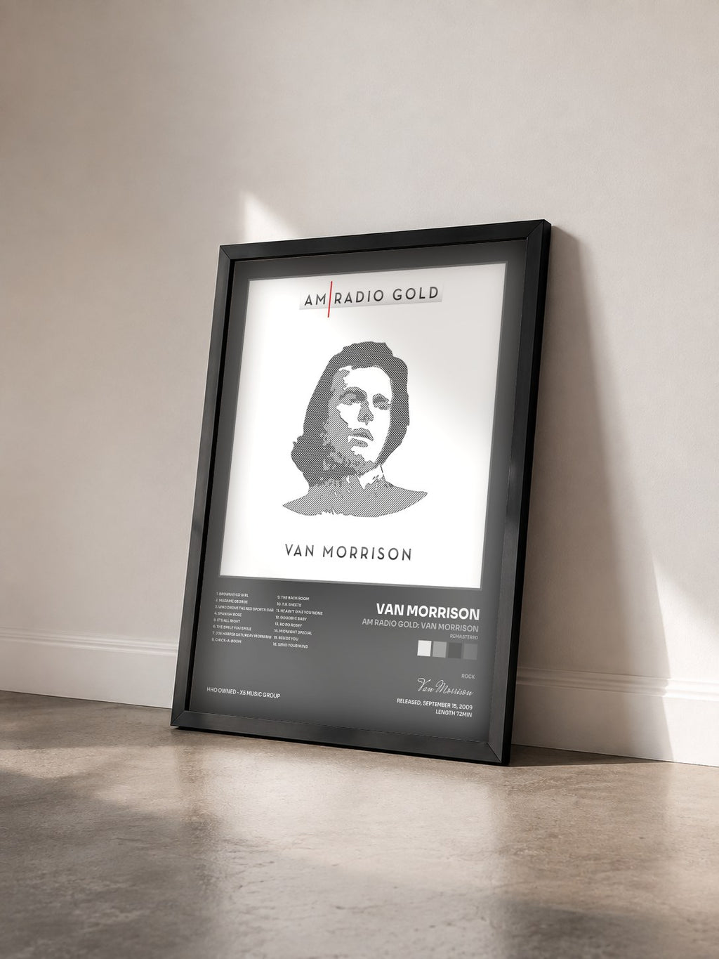 #noir Tableau de l'album AM Radio Gold: Van Morrison (Remastered) de Van Morrison vu de trois quarts, cadre noir