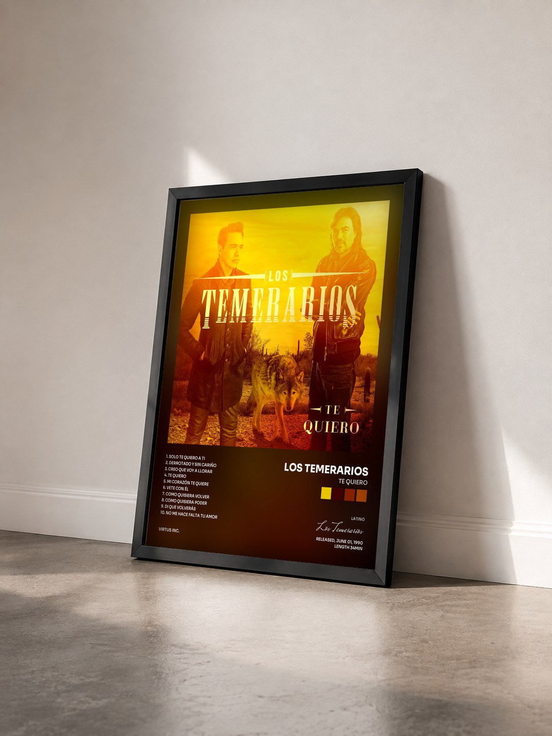 #noir Tableau de l'album Te Quiero de Los Temerarios vu de trois quarts, cadre noir