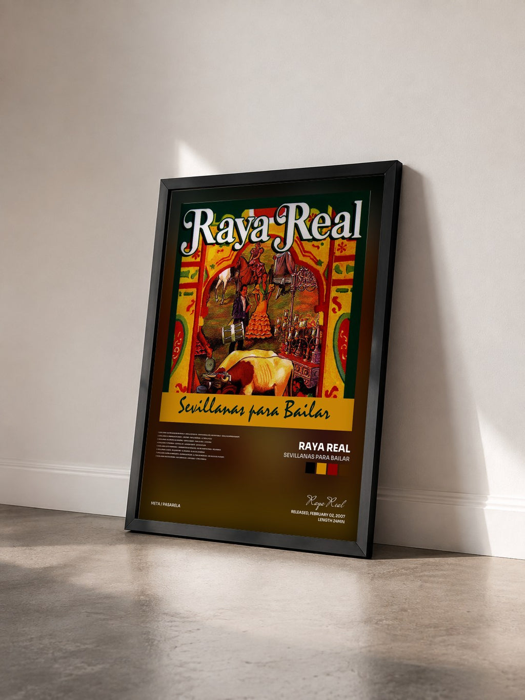 #noir Tableau de l'album Sevillanas Para Bailar de Raya Real vu de trois quarts, cadre noir