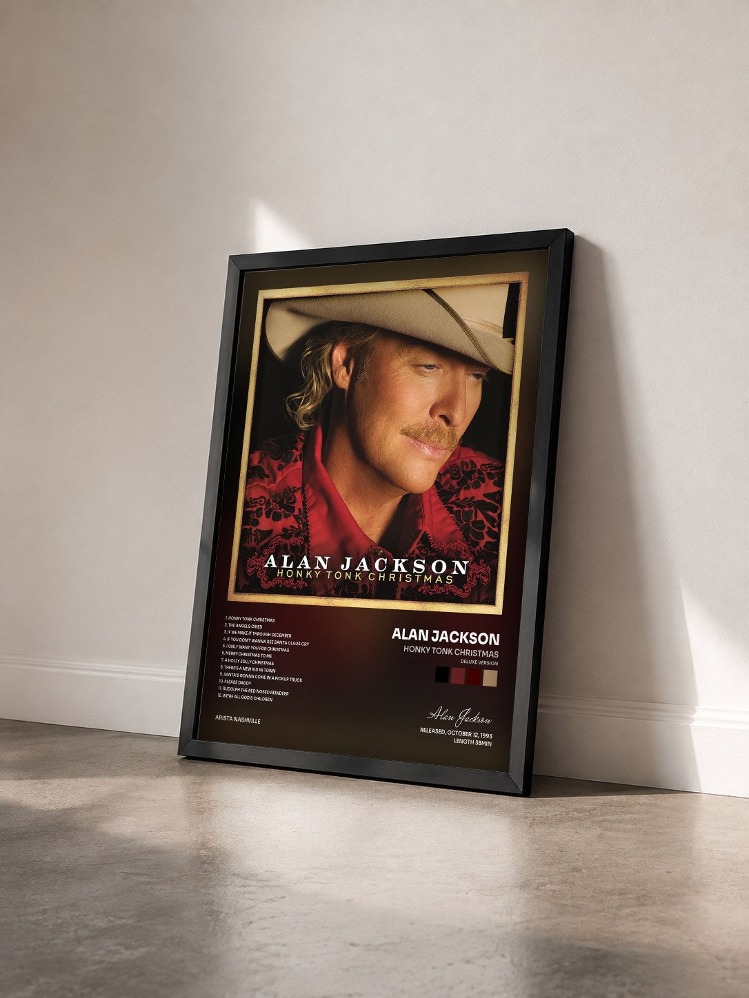 #noir Tableau de l'album Honky Tonk Christmas (Deluxe Version) de Alan Jackson vu de trois quarts, cadre noir