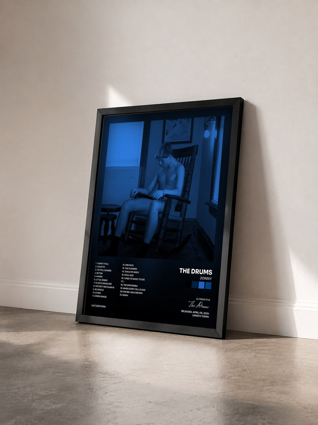 #noir Tableau de l'album Jonny de The Drums vu de trois quarts, cadre noir