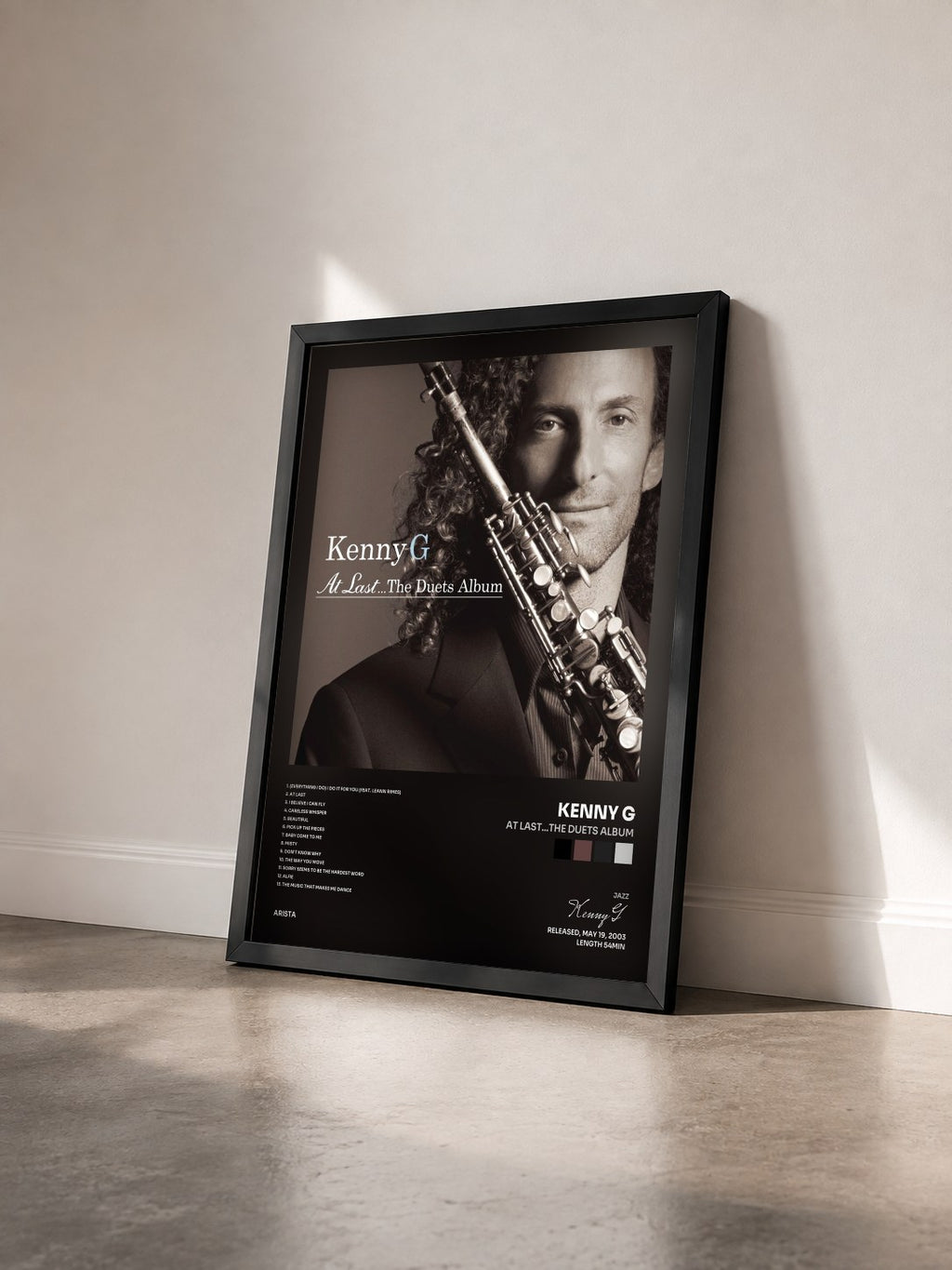 #noir At Last...The Duets Album di Kenny G in stampa incorniciata vista di tre quarti, cornice nera