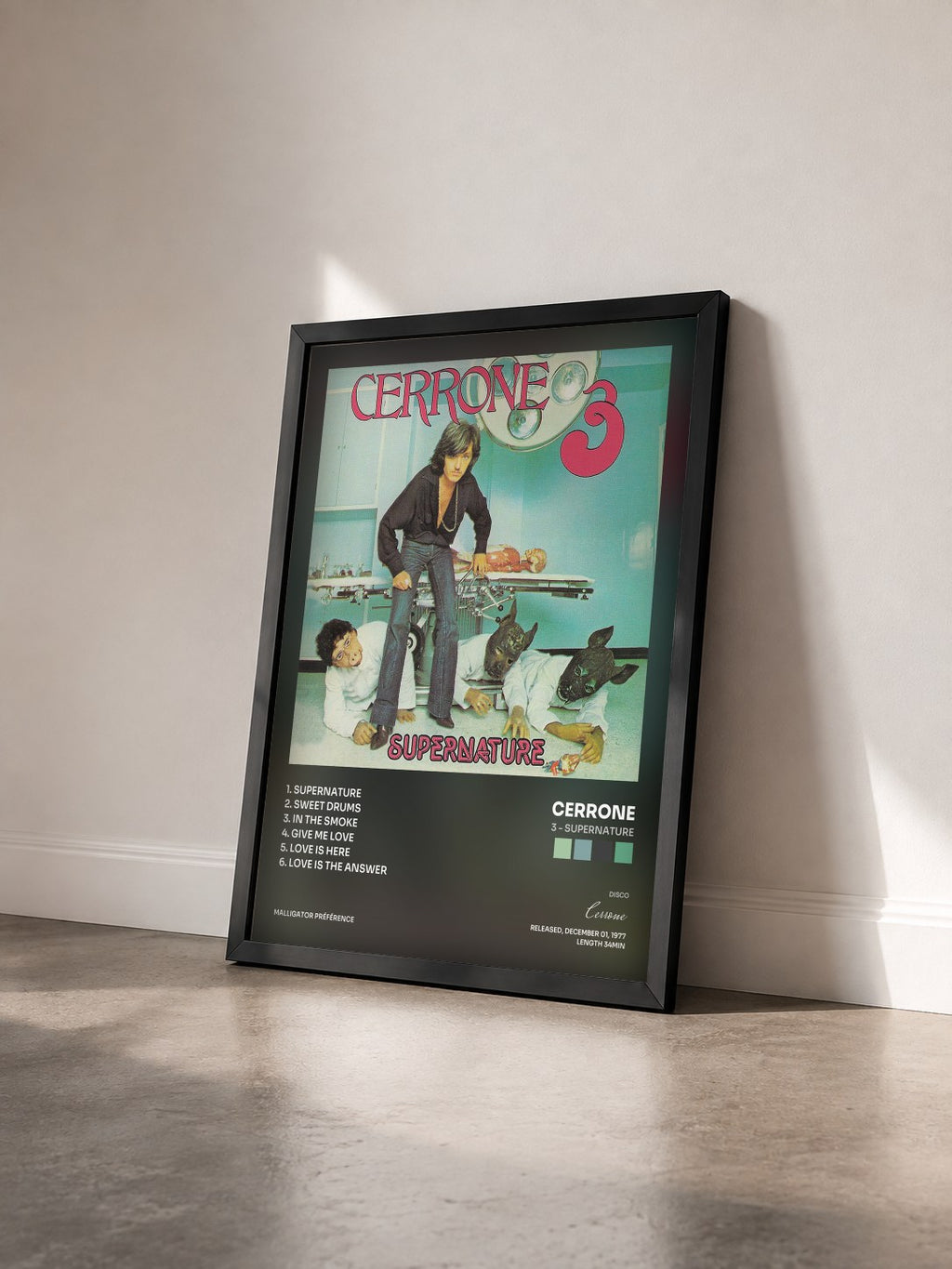 #noir Tableau de l'album 3 - Supernature de Cerrone vu de trois quarts, cadre noir