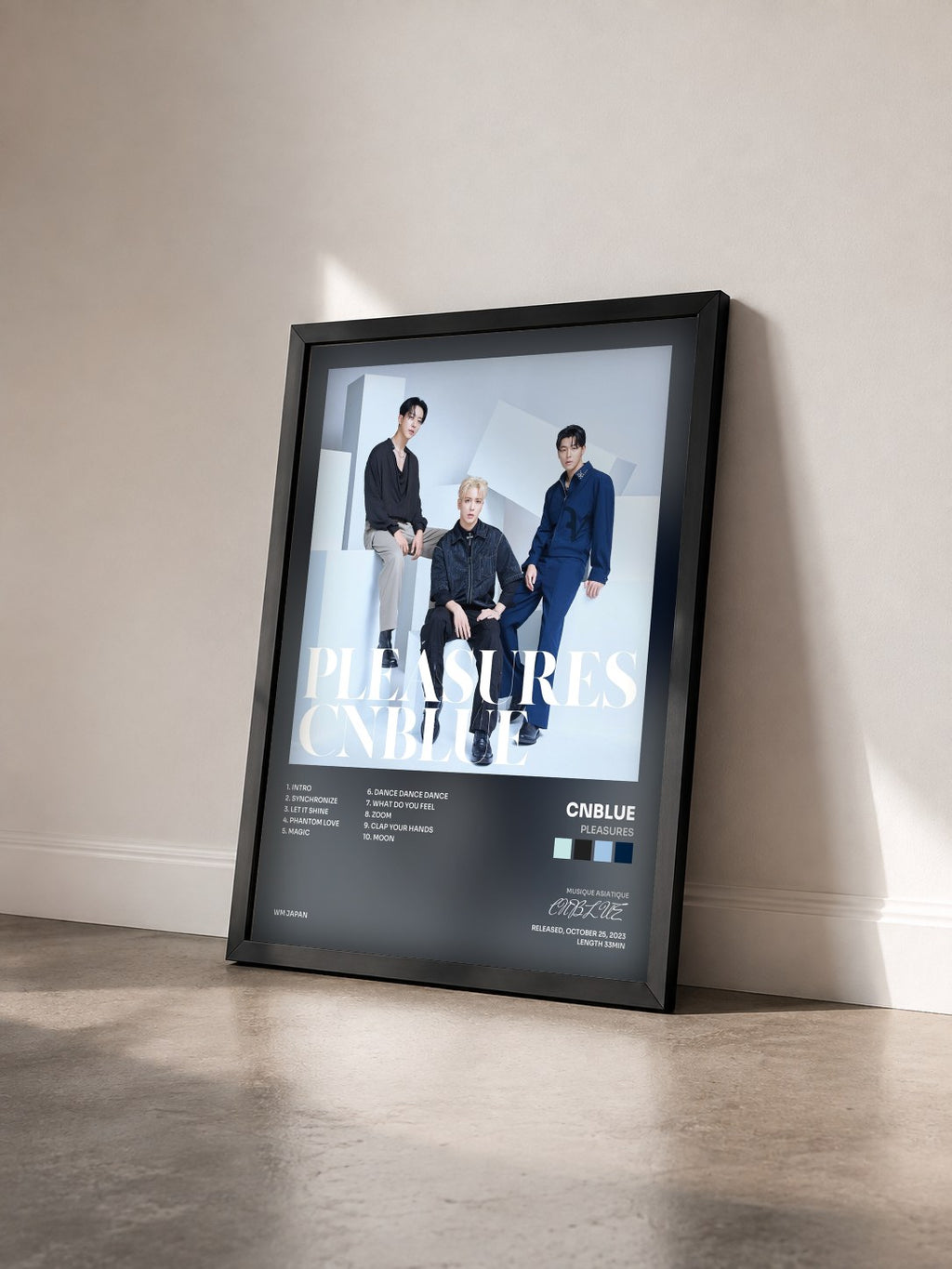 #noir Tableau de l'album PLEASURES de CNBLUE vu de trois quarts, cadre noir