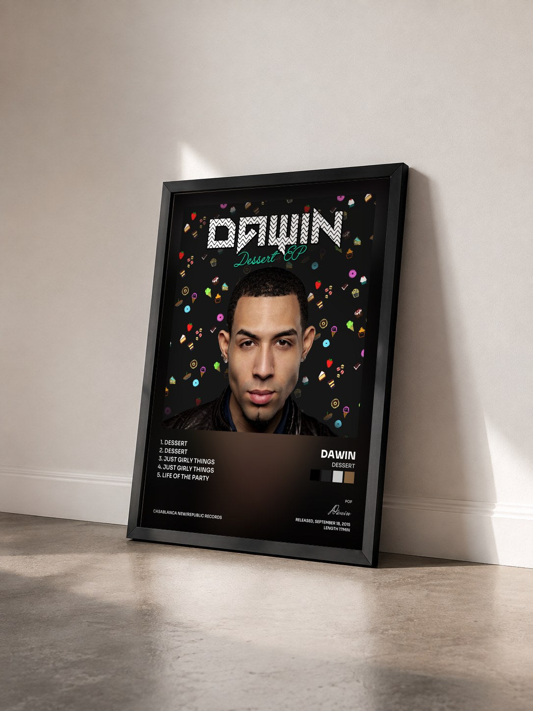 #noir Tableau de l'album Dessert de Dawin vu de trois quarts, cadre noir