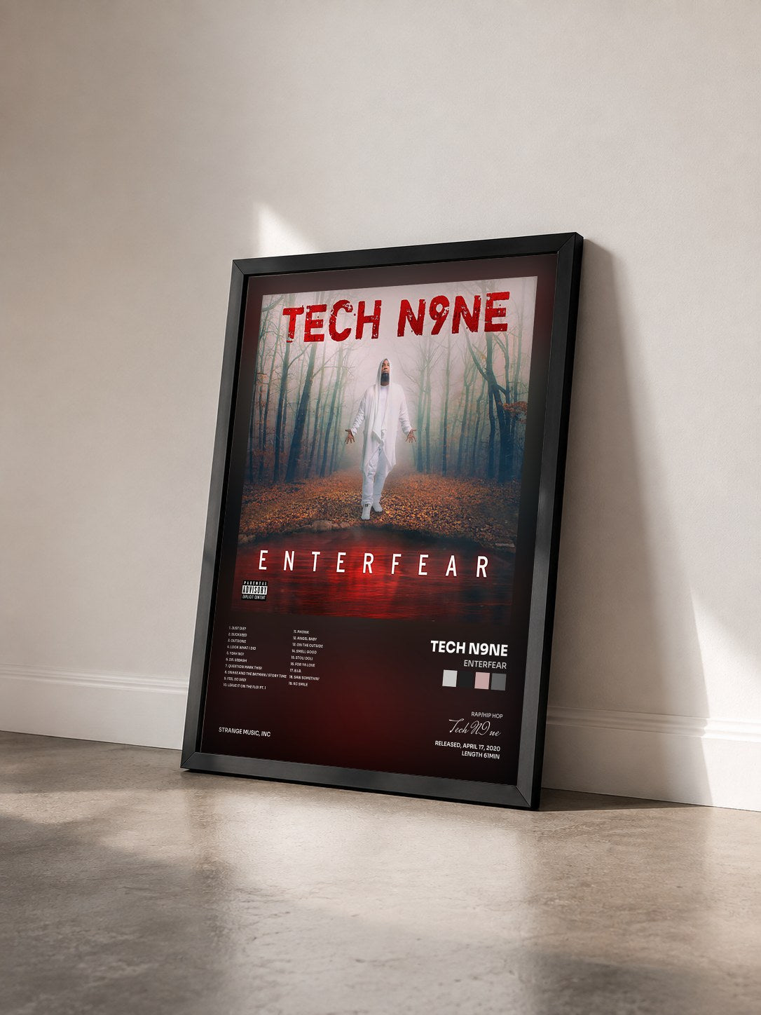 #noir Tableau de l'album ENTERFEAR de Tech N9ne vu de trois quarts, cadre noir