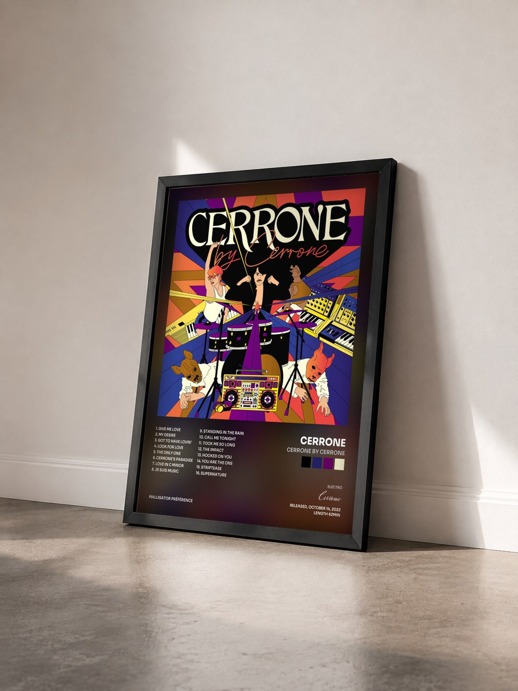 #noir Tableau de l'album Cerrone by Cerrone de Cerrone vu de trois quarts, cadre noir