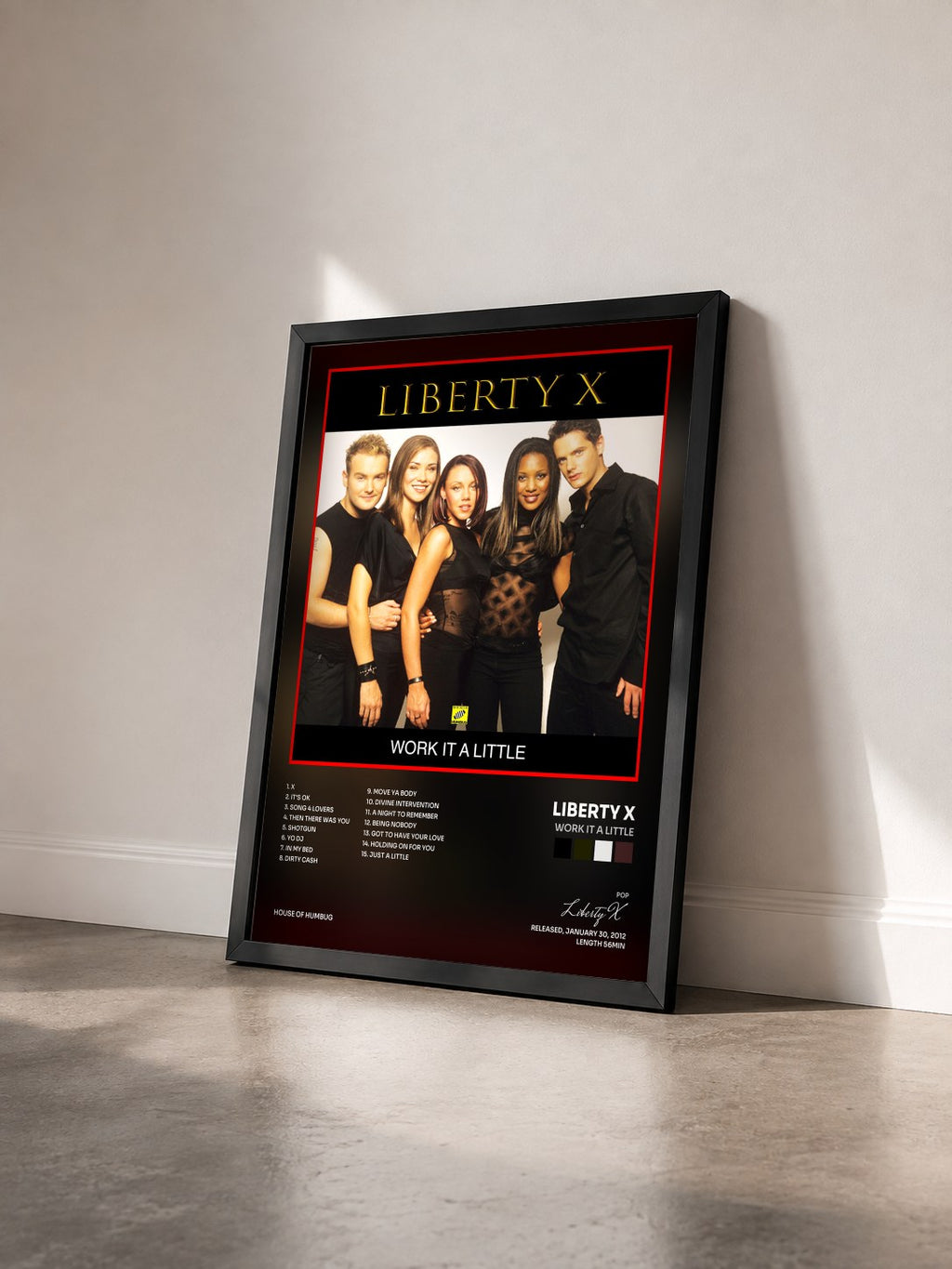 #noir Tableau de l'album Work It A Little de Liberty X vu de trois quarts, cadre noir