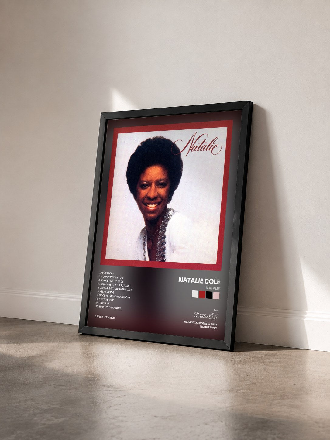#noir Tableau de l'album Natalie de Natalie Cole vu de trois quarts, cadre noir