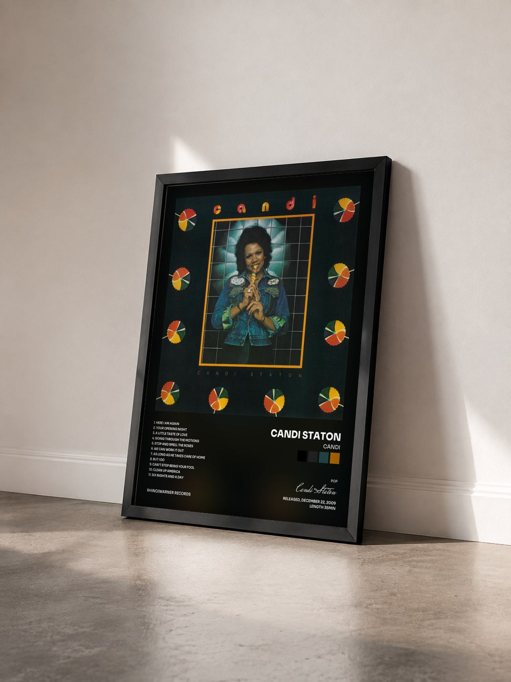 #noir Tableau de l'album Candi de Candi Staton vu de trois quarts, cadre noir
