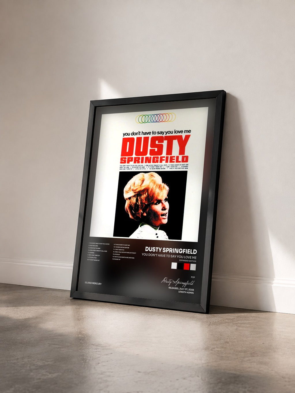 #noir Tableau de l'album You Don't Have To Say You Love Me (Expanded Edition) de Dusty Springfield vu de trois quarts, cadre noir