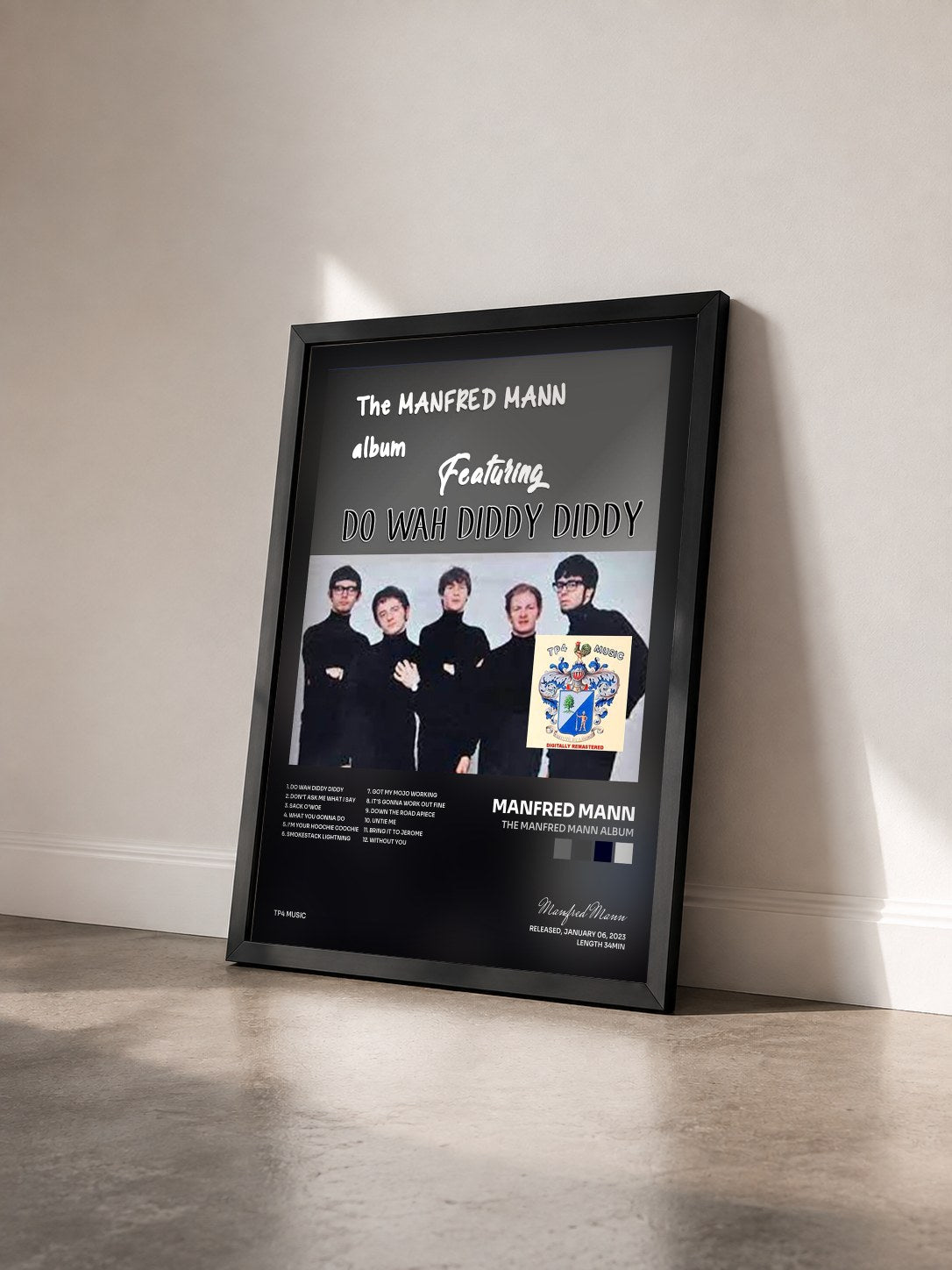 #noir Tableau de l'album The Manfred Mann Album de Manfred Mann vu de trois quarts, cadre noir