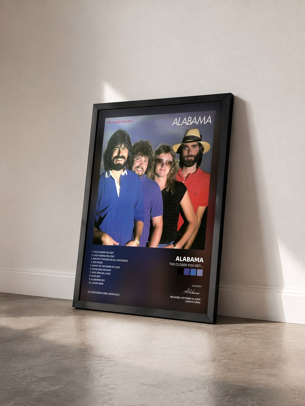 #noir Tableau de l'album The Closer You Get... de Alabama vu de trois quarts, cadre noir