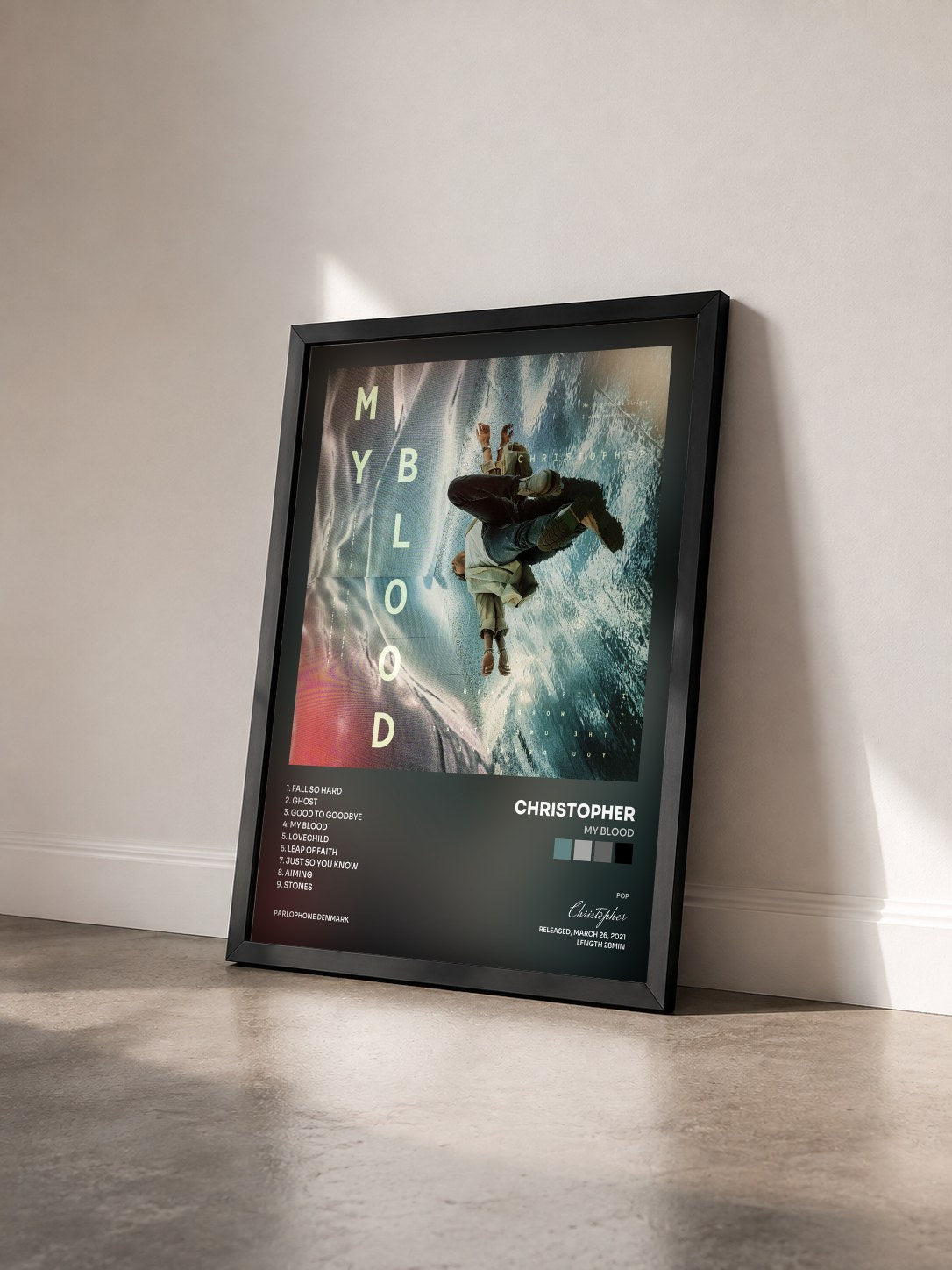 #noir Tableau de l'album My Blood de Christopher vu de trois quarts, cadre noir