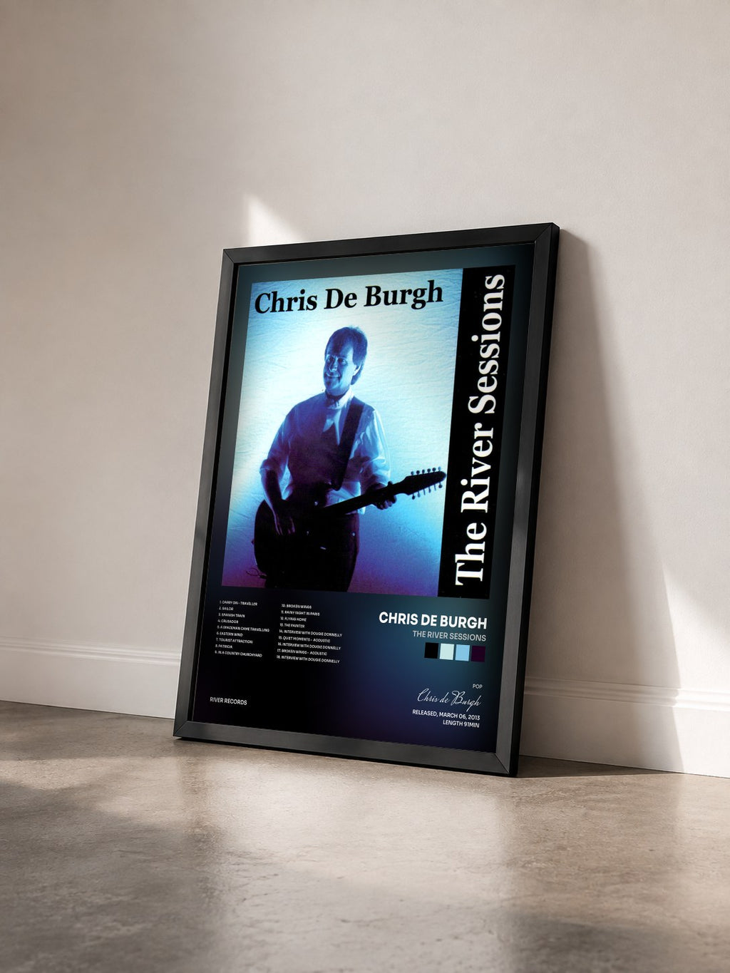 #noir Tableau de l'album The River Sessions de Chris de Burgh vu de trois quarts, cadre noir