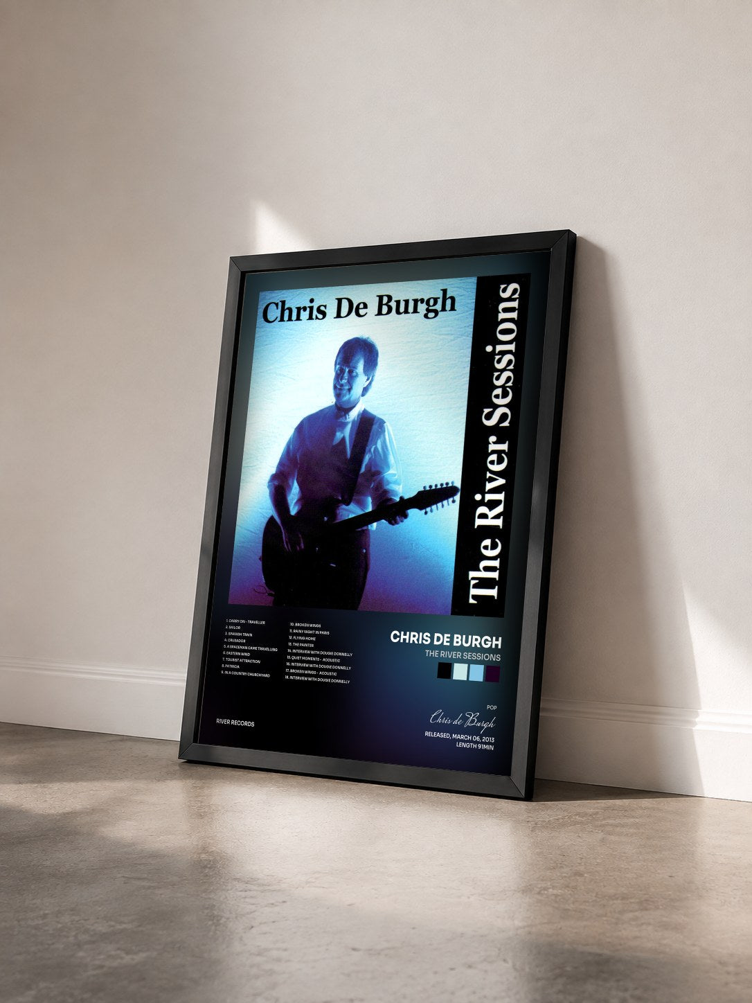 #noir Tableau de l'album The River Sessions de Chris de Burgh vu de trois quarts, cadre noir