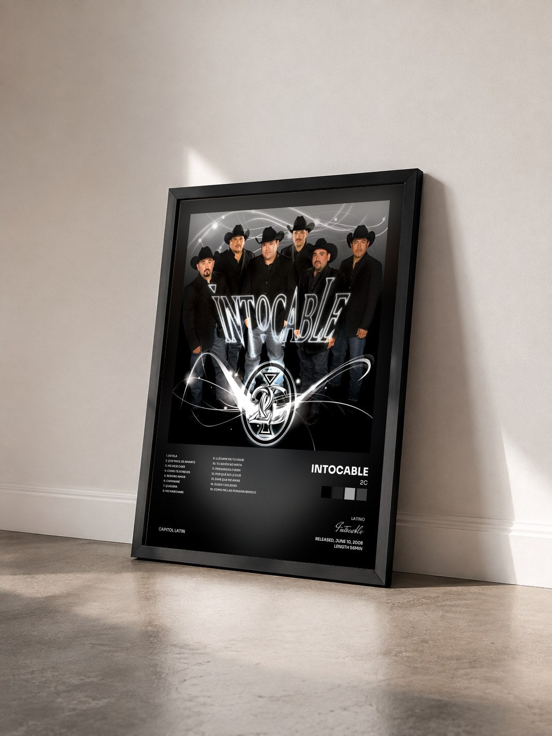#noir Tableau de l'album 2C de Intocable vu de trois quarts, cadre noir