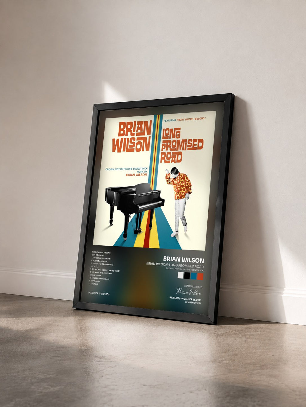 #noir Tableau de l'album Brian Wilson: Long Promised Road (Original Motion Picture Soundtrack) de Brian Wilson vu de trois quarts, cadre noir