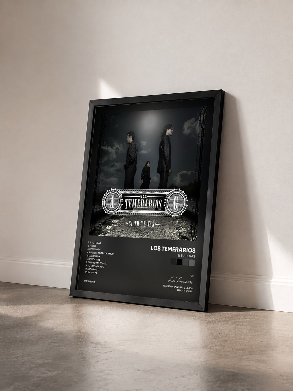 #noir Tableau de l'album Si Tu Te Vas de Los Temerarios vu de trois quarts, cadre noir