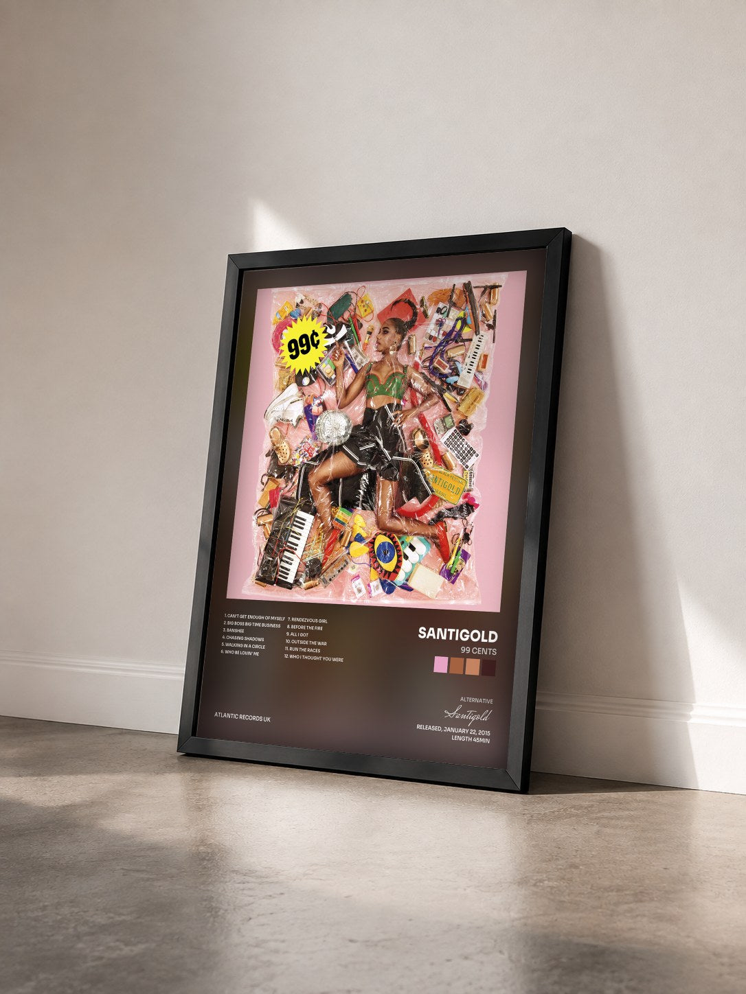 #noir Tableau de l'album 99 Cents de Santigold vu de trois quarts, cadre noir