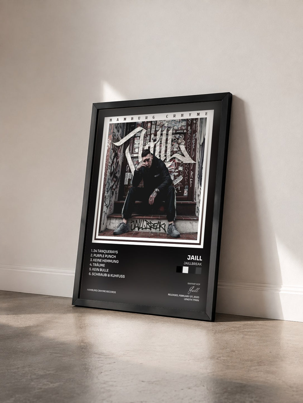 #noir Tableau de l'album Jaillbreak de Jaill vu de trois quarts, cadre noir
