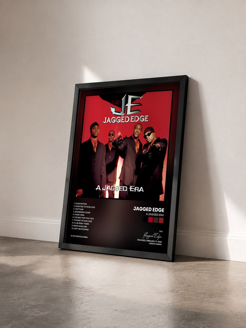 #noir Tableau de l'album A Jagged Era de Jagged Edge vu de trois quarts, cadre noir