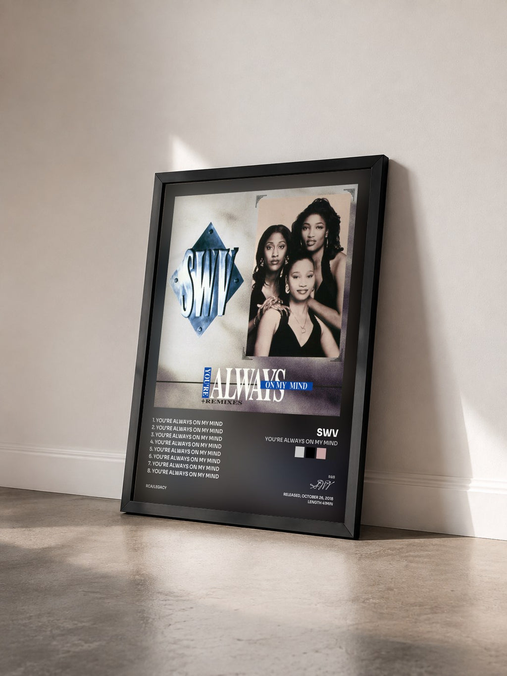 #noir Tableau de l'album You're Always On My Mind de SWV vu de trois quarts, cadre noir